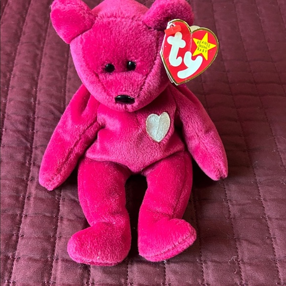 Ty Other - Ty Pink Bear Plush with Heart Accent! Valentina!